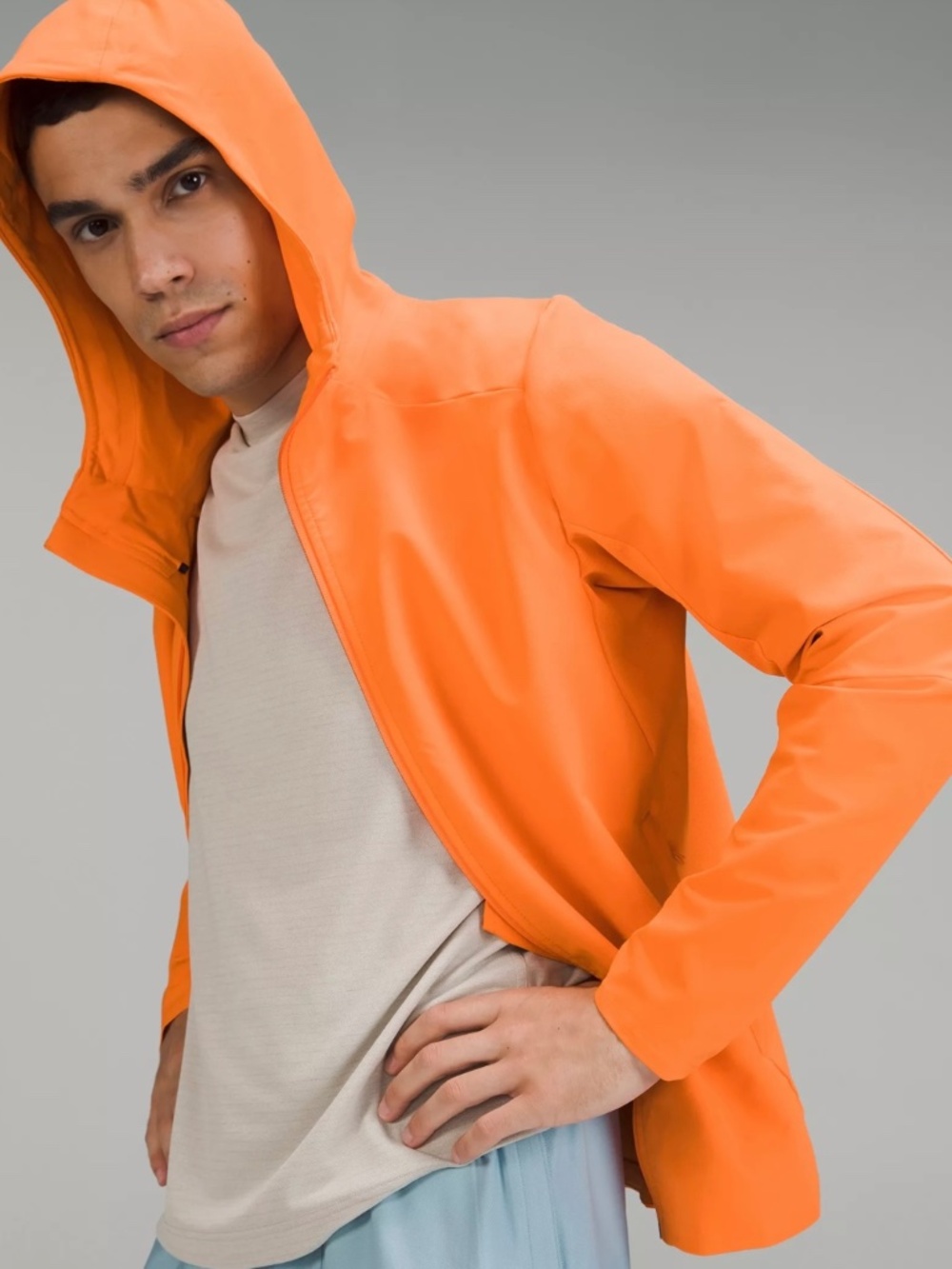 Lululemon Men’s Orange Warp Light Packable Zip Up Jacket Large